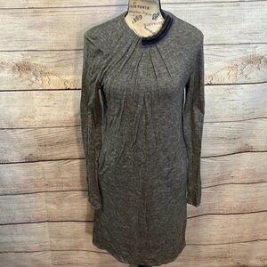 3.1 Phillip Lim Dress Neck Detail Long Sleeve Gray Ruching Size Small